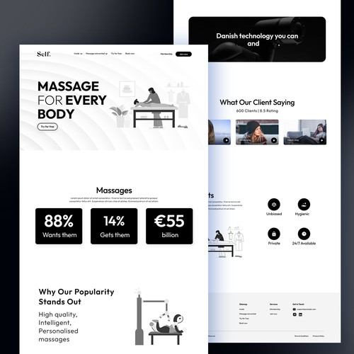 Minimalist Massage website landing page design