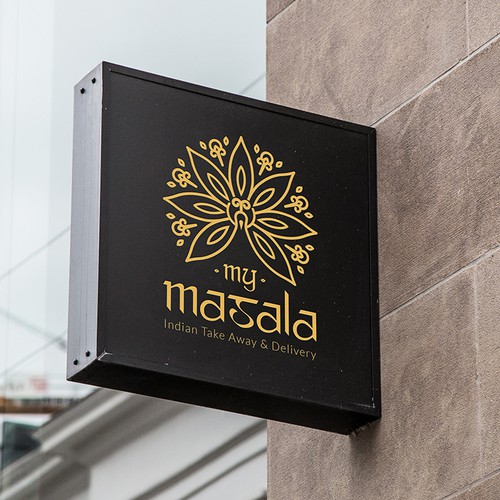 Thin, elegant logo for Indian Restaurant My Masala