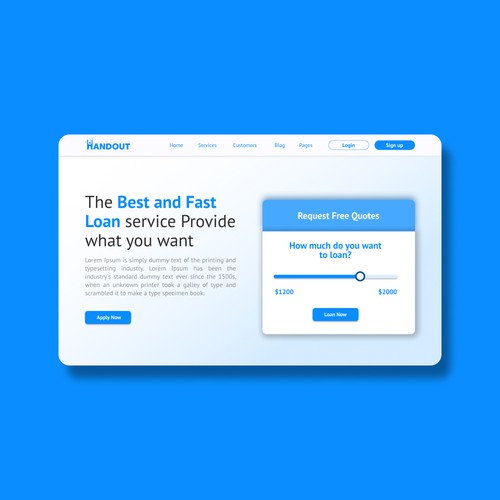 Landing page for Finance Website