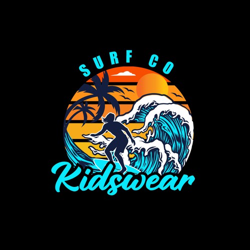 Travel logo, Beach logo, Plam Tree, Surfboad logo 