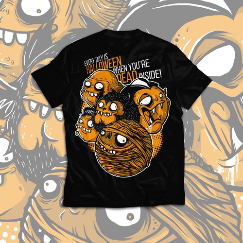 Halloween Monsters Black Teeshirt Mockup