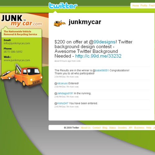 Twitter page for JunkMyCar