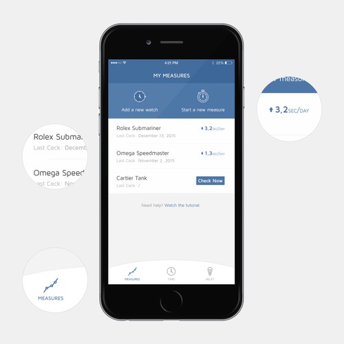 Watch Measurements App Design