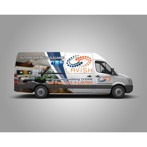 Design a vehicle wrap for a Mercedes Sprinter 2500 144"