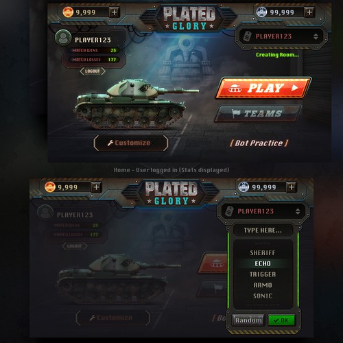 Redesign UI Design for Plated Glory Game