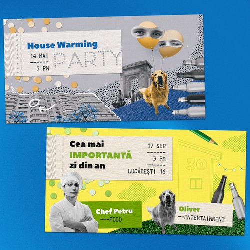Collage party invitations