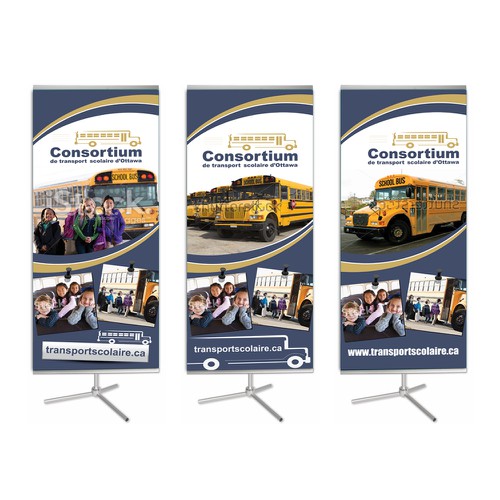 Create a vertical banner for a school bus organization