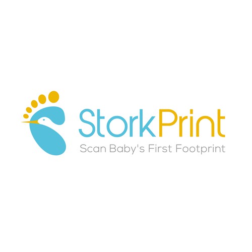 modern creative  smart flat logo for digital scanner technology for baby's foot print