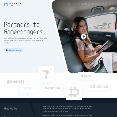 Venture capital firm website homepage design