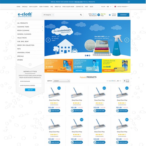 Homepage Design for Cleaning Products Company