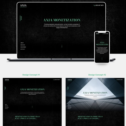 Website design for "Axia Pricing and Monetization" a innovative consulting company working with high tech startups