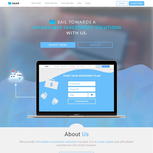Landing Page for a Investment Solution Company