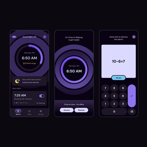 Smarter Alarms, Better Sleep App design