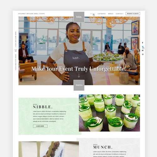 catering company webpage design