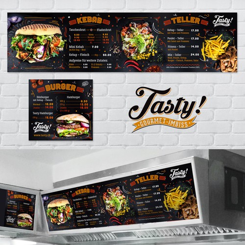 Menuboards for a high quality take away burger restaurant