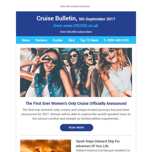 Email Design For A Travel Agent News & Features Newsletter
