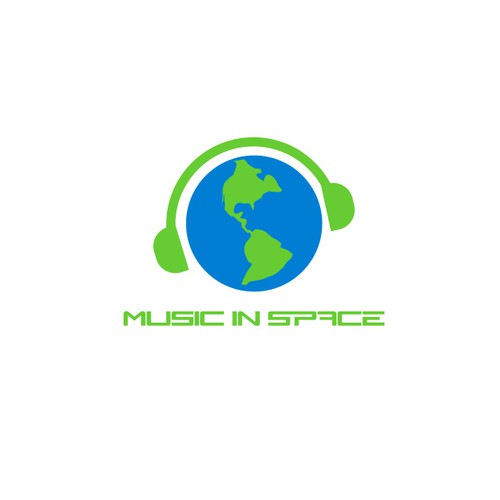Logo concept for an artistic group, playing a concert in space, for the environment.