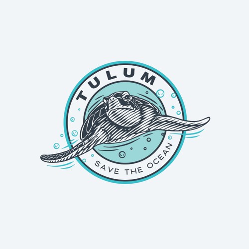 Sea Turtle Scratchboard Logo Design