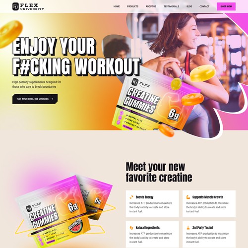 Create a FUN BOLD EDGY Website design for a Fitness & Wellness company