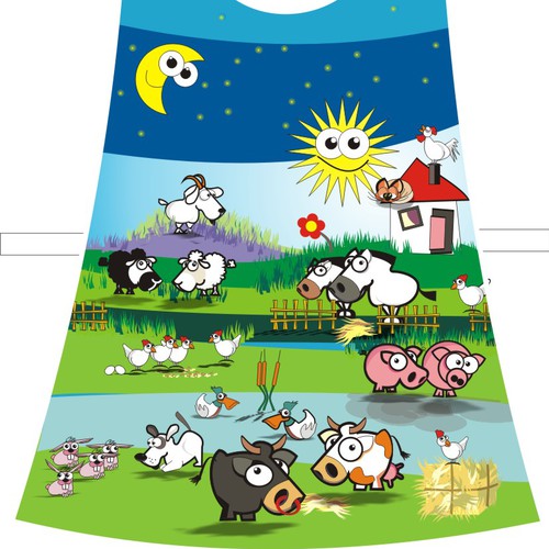 Design for childrens playtime apron/tabards.