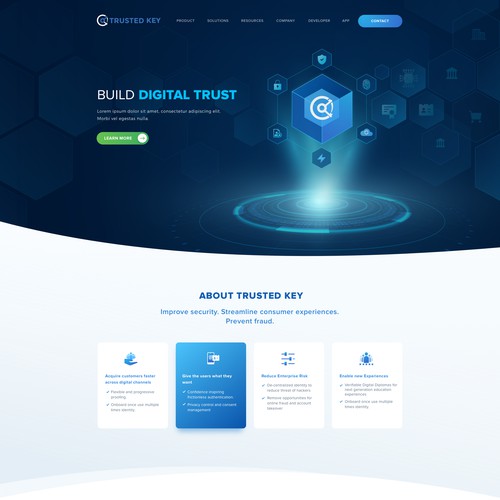 Home page for technology startup