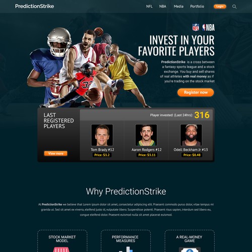 the user interface for a fantasy sports stock exchange