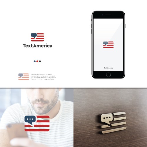 Logo concept for TextAmerica that allows non-profit organizations, government agencies, and others to send bulk text messages