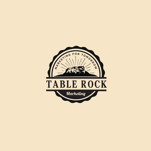 vintage or rustic inspired logo with a mountain silhouette.