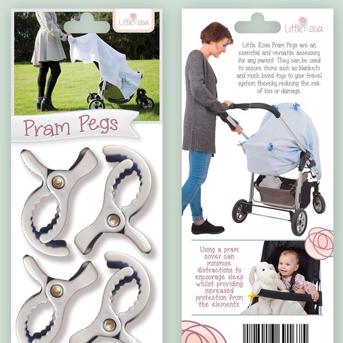 Pram Pegs - Single Slate Packaging (Little Rosa)