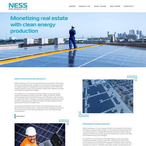 Website for renewable energy infrastructure company