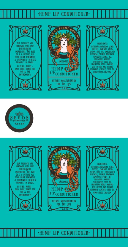Cool, sophisticated, fun, unique Hemp Cosmetic Products Label Package