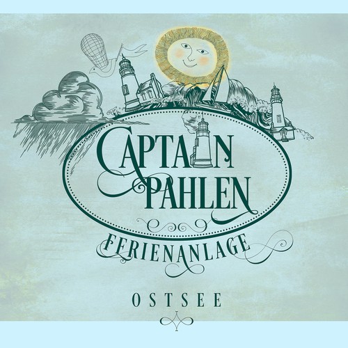 Erstellt bitte ein Logo, welches Lust auf entspannten Urlaub in einer gemütlichen und romantischen Anlage am Meer macht.