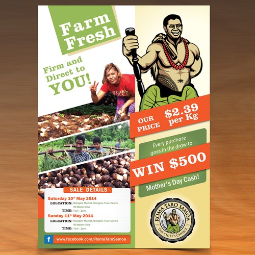 Eye catching flyer advertising market sales of fresh taro