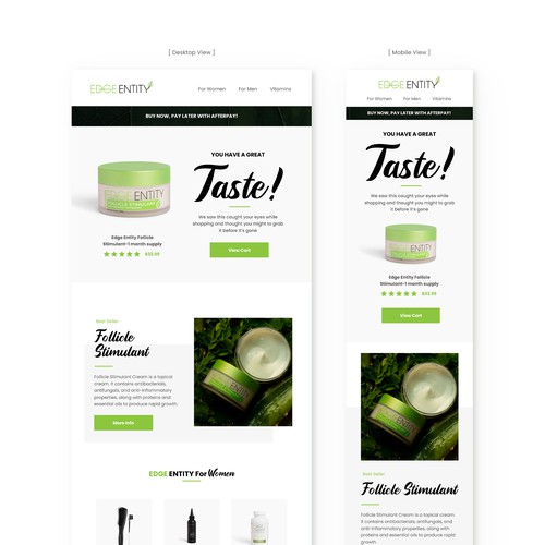 Abandoned Cart Email Template for Natural Hair Care Line