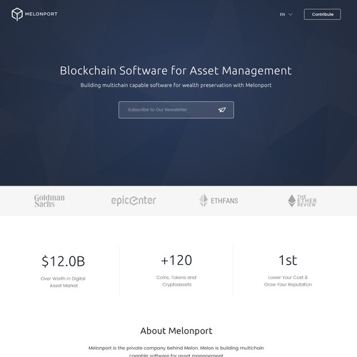 Elegant Website for Melonport Blockchain Software