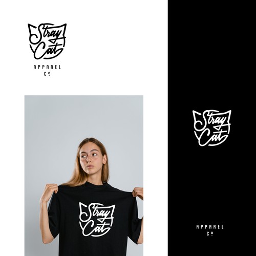 Hand Lettering Logo For Stray Cat Apparel Co.