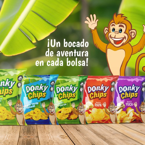 Donky chips packaging and logo