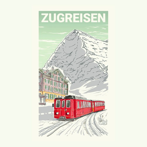 Full-Page Illustration as nostalgic Travel Poster 