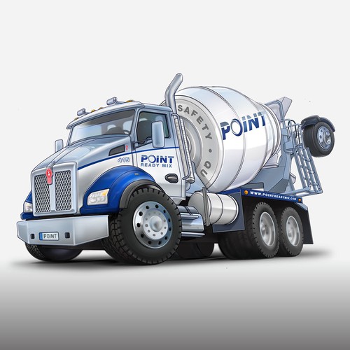 Semi - Cartoon of Fun Truck Graphics for Point Ready Mix