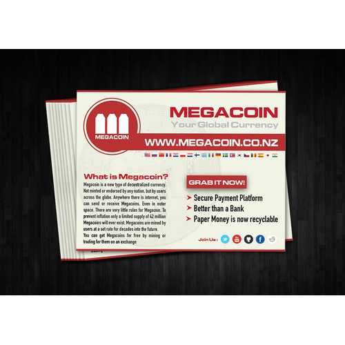 Postcard Design for Megacoin Global Digital Currency