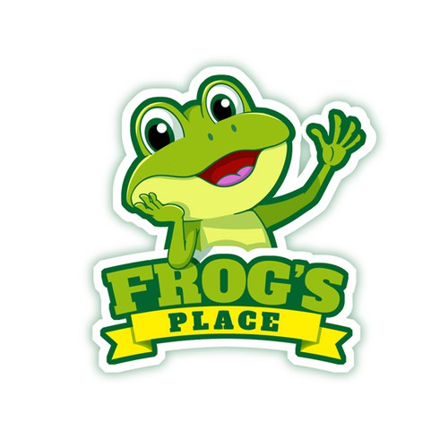 Cartoon frog logo for a baby product brand