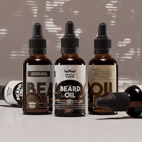 Beard Oil Bottle Label Design