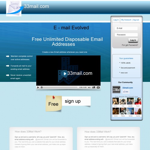 website design for 33Mail