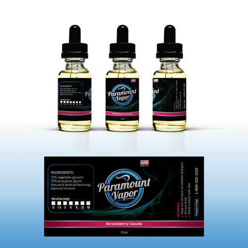 Product Label design for Paramount Vapor 