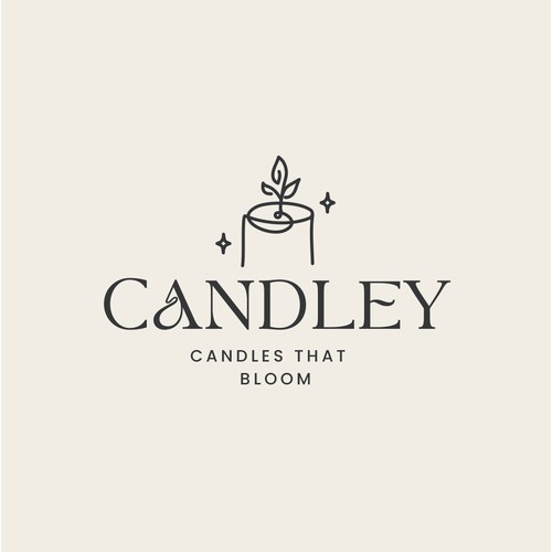 Sophisticated hand drawn logo design for an organic luxury candle products that grow a plant after burning