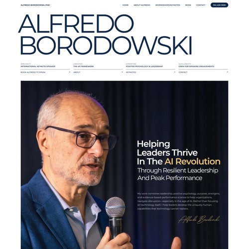 Website design for Alfredo Borodowski — keynote speaker, author, and leadership expert.