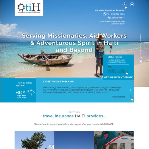 Landing page for Travel Insurance Haiti