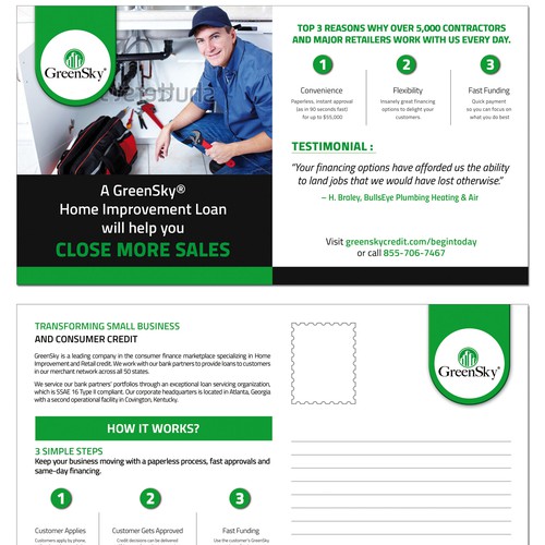 Create an impactful direct mail postcard for GreenSky Credit