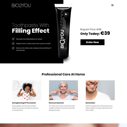 Whitening Toothpaste Landing Page