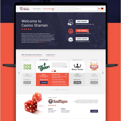 Website Design - Casino Shaman